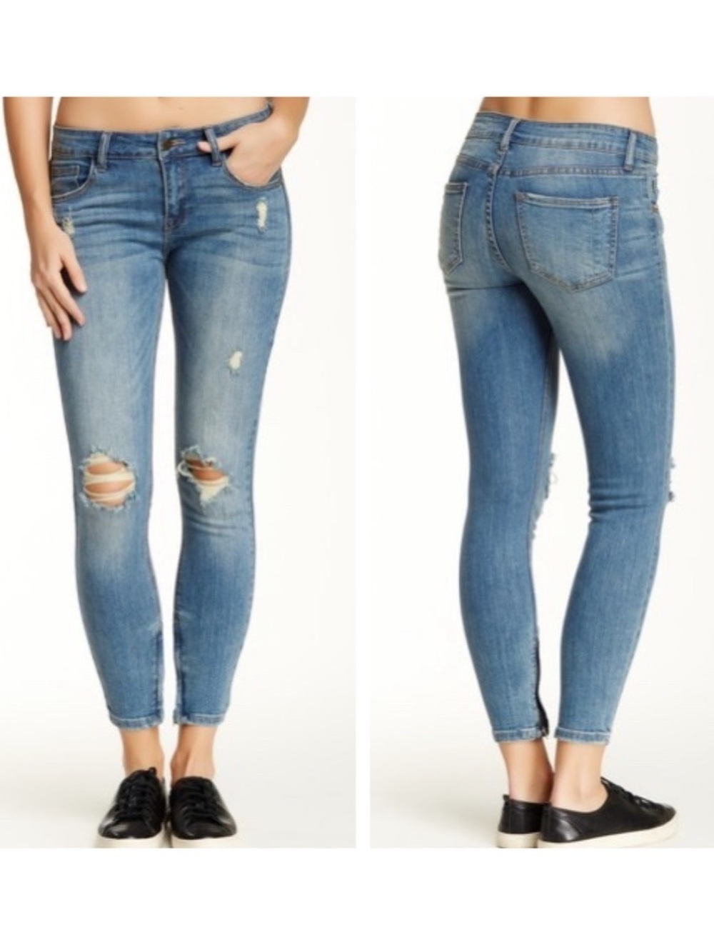 Pistola Anais Zip Cuff Distressed Cropped Jeans sz 27